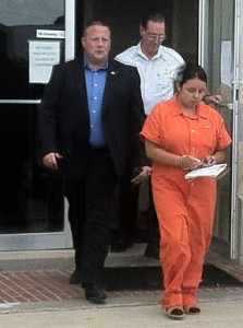 Victoria Pedraza leaving Courthouse after her 20 year sentence for Permitting Abuse of a Minor, which led to the death of her Daughter.