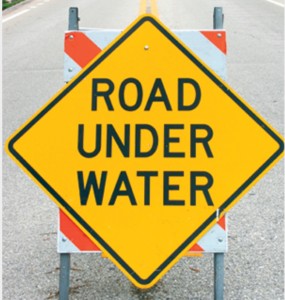 Road closed under water