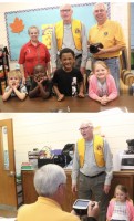Monticello Pre-K students pictured Left to Right include: – Liam Taylor, Camryn Roberson, Jaxson Young, and Braxlie Watson. Lion Club Members – Back Row: Left to Right: Nancy Miller, Mayor David Anderson and Harold Mitchell. 