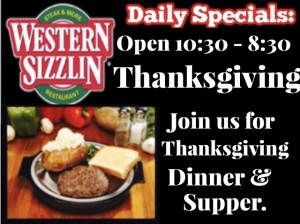 Western Sizzlin Thanksgiving