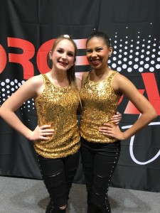 Jalyn Powell and Anna Boren in the gold out fits. Their duet won 4th overall and Anna's solo won 9th overall