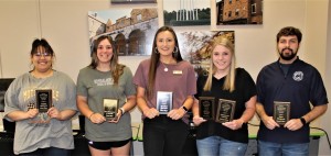 (left to right) UAM School of Business students Hope Wells, Caroline Tedder, Anna Wynn, Hannah Taylor-Gresham and David Hunter Selvey recently won statewide academic awards at the 2022 Arkansas FBLA-Phi Beta Lambda State Leadership Conference.