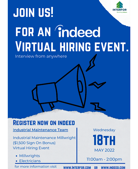 INTERFOR Virtual Hiring. Event, Wednesday