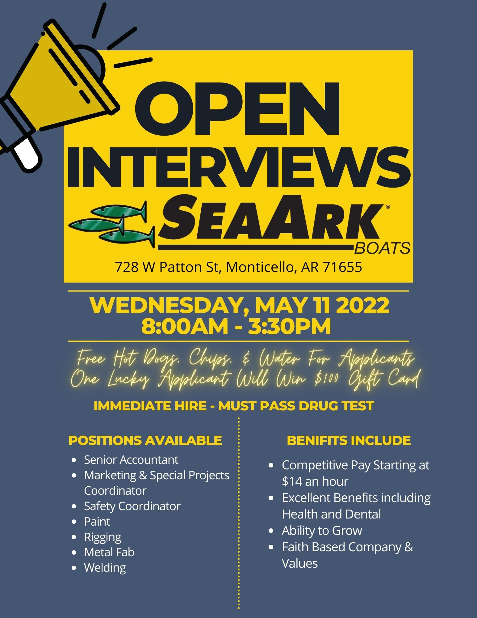 SeaArk Boats Open Interviews Flyer