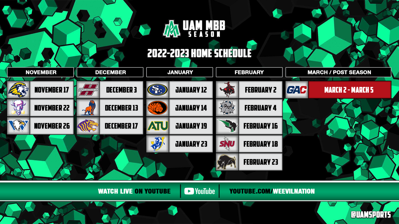 UAM Men’s Basketball Release Home Schedule for the 202223 Season