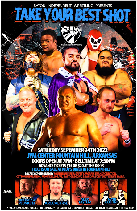 Wrestling, Fountain Hill Gym, Saturday, September 24.