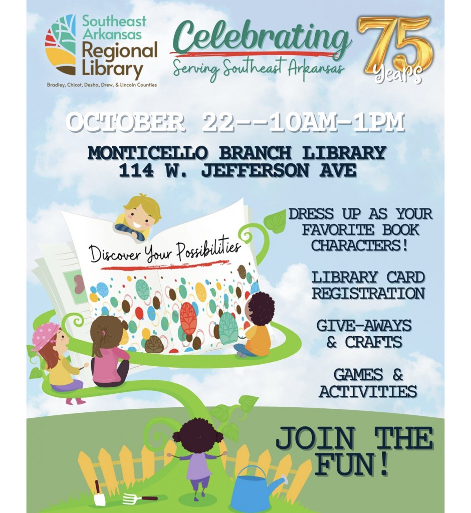 Library Celebrating 75 Anniversary, October 22. Monticello Live