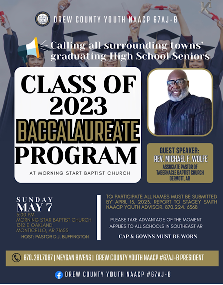 Drew County Youth NAACP Class of 2023 Baccalaureate Programe, May 7th