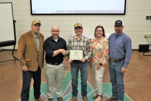 From L to R- James Shepard- husband of late Dorothy Shepard. Dr. Michael Blazier, Dean College of Forestry, Agriculture and Natural Resources; Weston Cater- recipient of Dorothy Shepard Scholarship; Sara Cater mother and Dr. Jason Cater, father.
