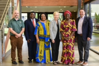 (left to right) Dr. Michael Blazier, Dr. Jerome Ngundue, Sarah Ngundue, Dr. Peggy Doss, Dr. Juliette Biao Koudenoukpo, Jeff Weaver