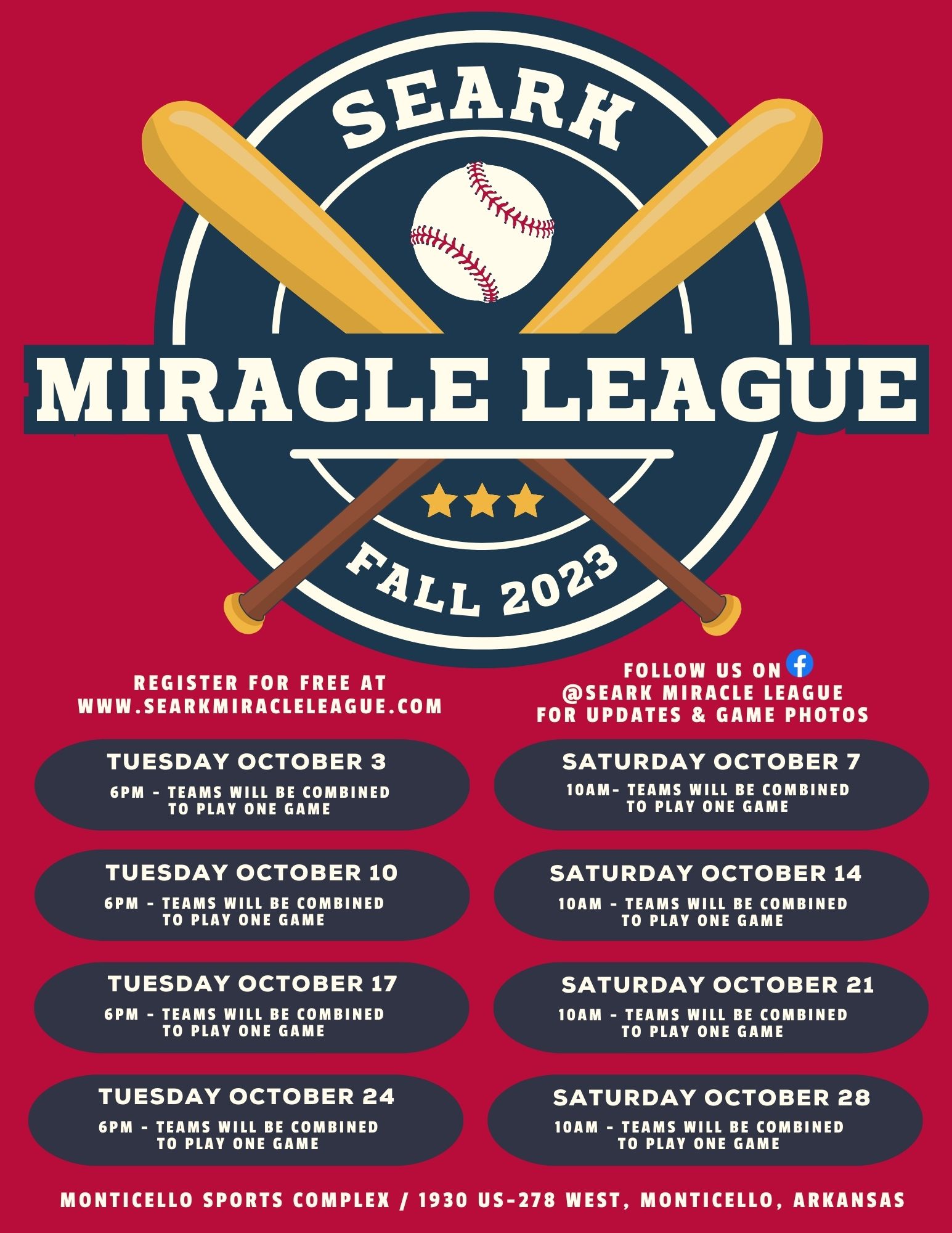 Fall 2023 Seark Miracle League Schedule