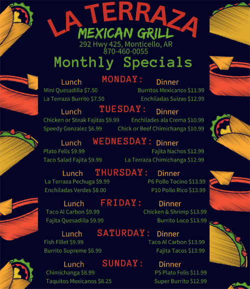 LaTerraza Monthly Specials